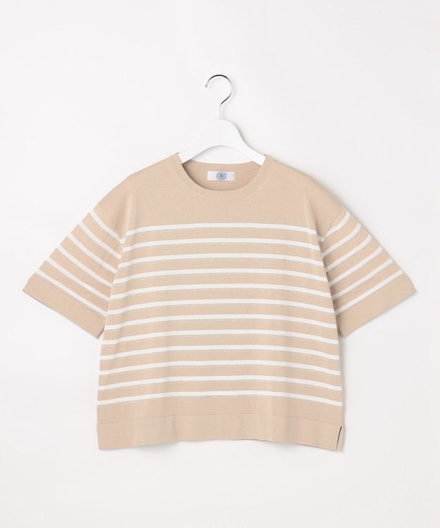 J.PRESS LADIES COTTON ACETATE DRY ニット Tシャツ ベージュ系