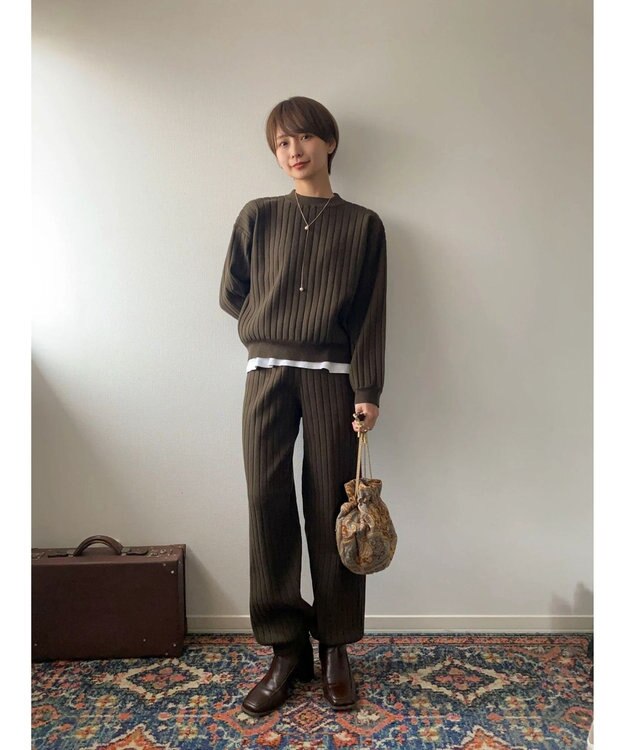 Green Parks リブニットプルオーバー Khaki