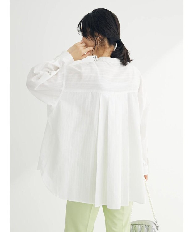 Green Parks カラミバンドカラーシャツ Off White
