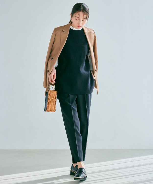 ICB 【セットアップ対応・洗える】 LooseWeave ダブルブレストジャケット レディッシュブラウン系