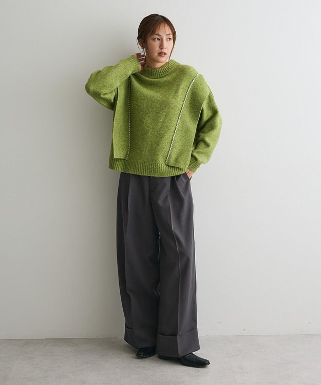 CRAFT STANDARD BOUTIQUE ハンドステッチデザインニットプルオーバー Green