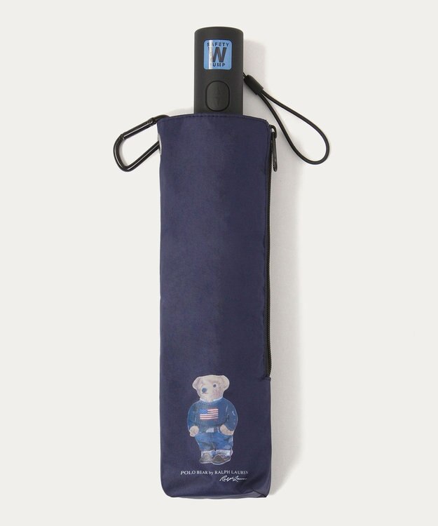 MOONBAT 【WEB限定/遮光率100%/遮熱/UV】POLO RALPH LAUREN（ポロ ラルフローレン）晴雨兼用日傘 ポロベア 無地 折りたたみ傘 自動開閉 ディープブルー