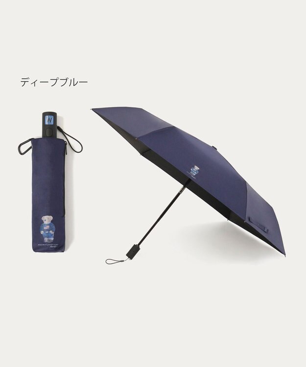MOONBAT 【WEB限定/遮光率100%/遮熱/UV】POLO RALPH LAUREN（ポロ ラルフローレン）晴雨兼用日傘 ポロベア 無地 折りたたみ傘 自動開閉 ディープブルー