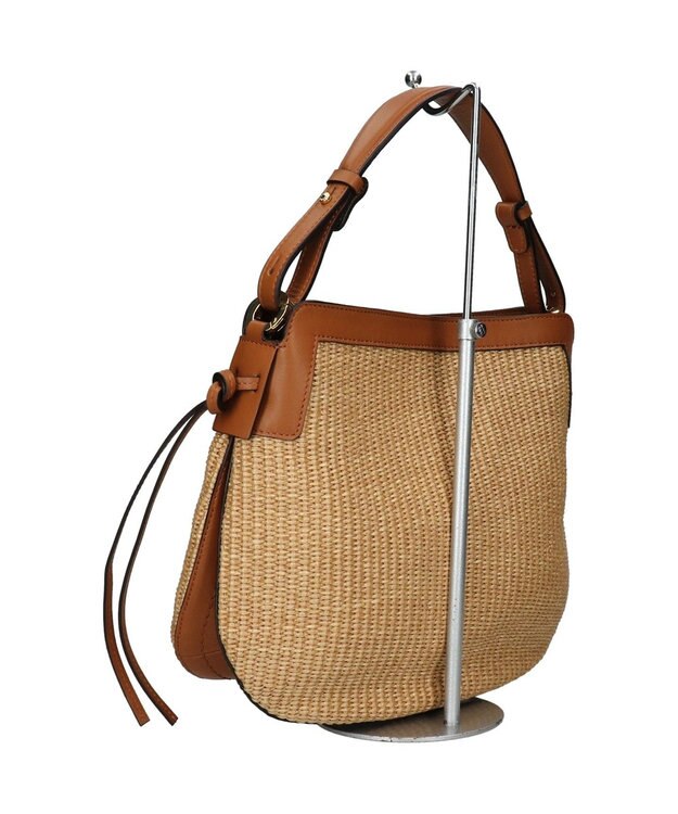 INTER-CHAUSSURES 【LORISTELLA】2WAY異素材コンビネーションショルダーバッグ ブラウンコンビ