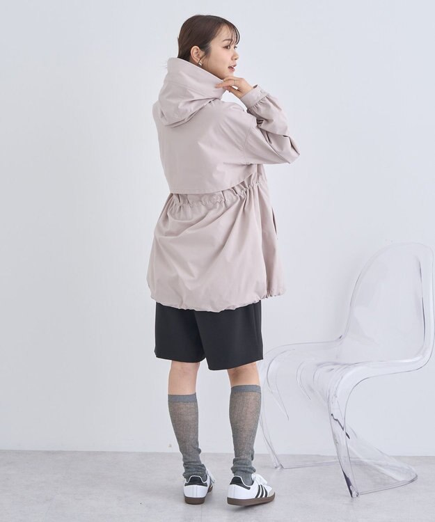 earth music&ecology ドロストミドル丈パーカー ピンクベージュ