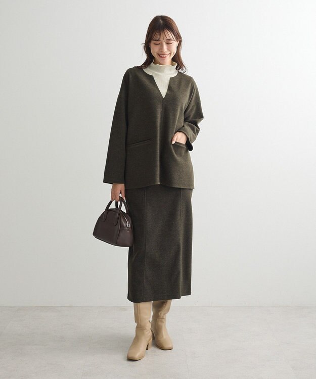 Green Parks 圧縮ポンチＩラインスカート Dark Green