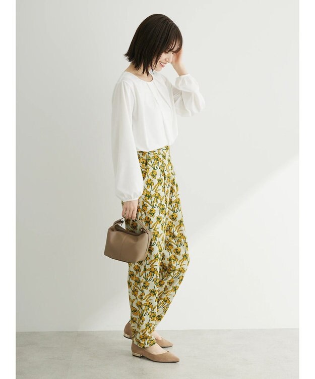 Green Parks Ｂ．レーヨン混プリントパンツ Light Khaki