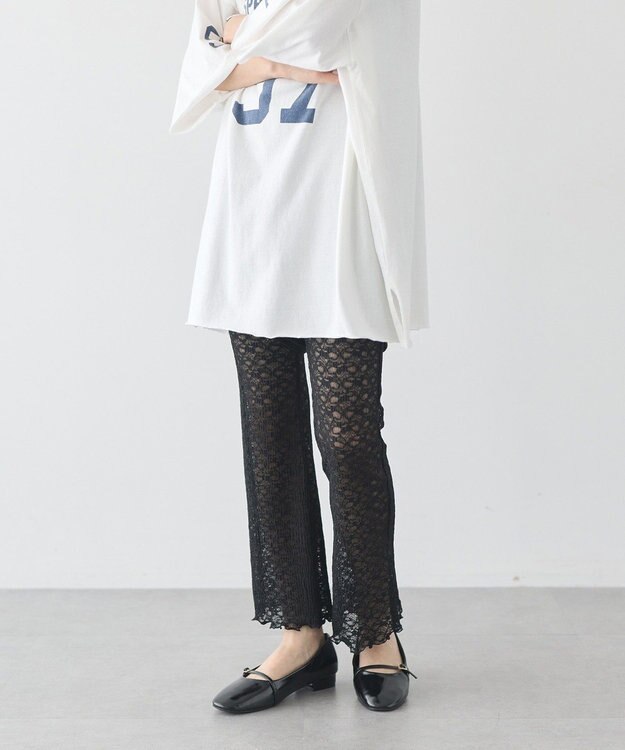 earth music&ecology レースフレアパンツ Black