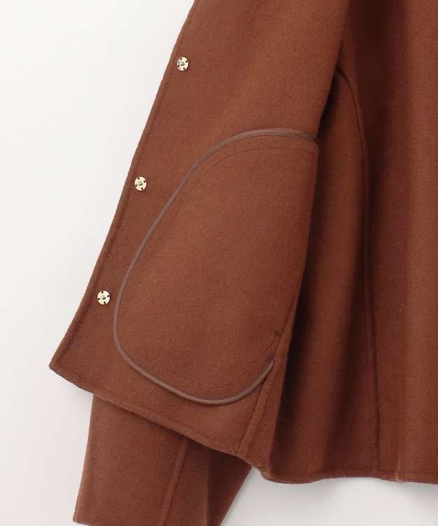 自由区 S ライトリバーノーカラー ジャケット ダークキャメル