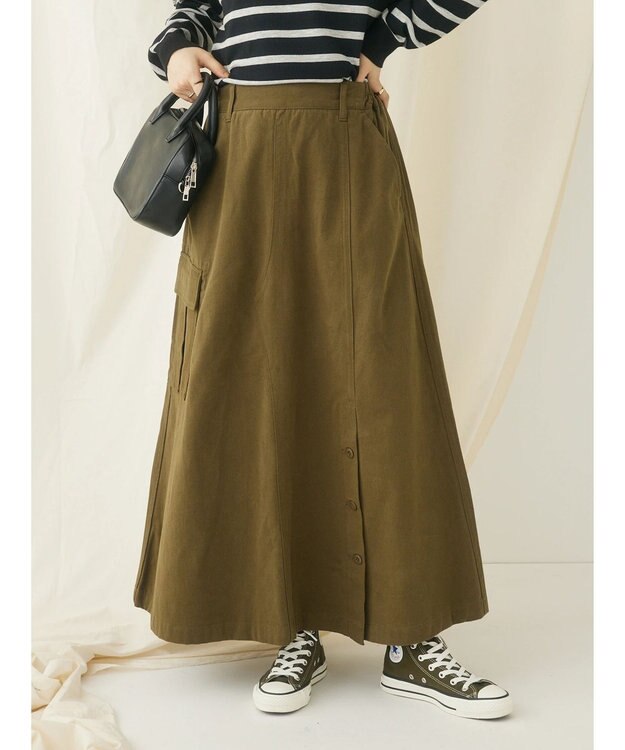 CRAFT STANDARD BOUTIQUE 綿ピーチカーゴスカート Khaki