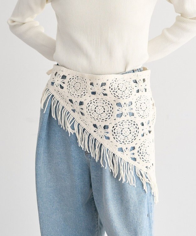 earth music&ecology マルチクロシェスカーフ Ivory