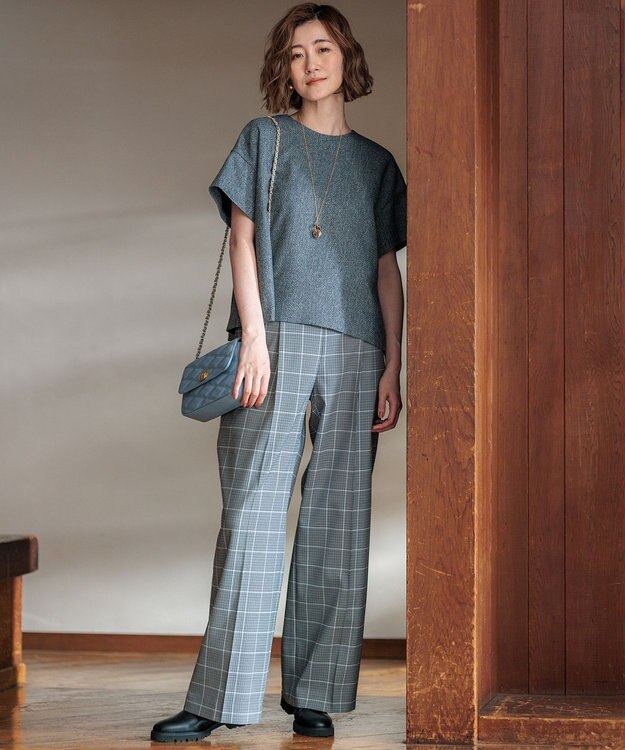 23区 【洗える】ガンクラブプレイドチェック パンツ グレーチェック