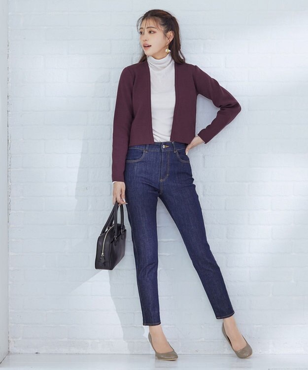 Tiaclasse L 【新色追加・洗える】ストレートショートニットボレロ バーガンディー