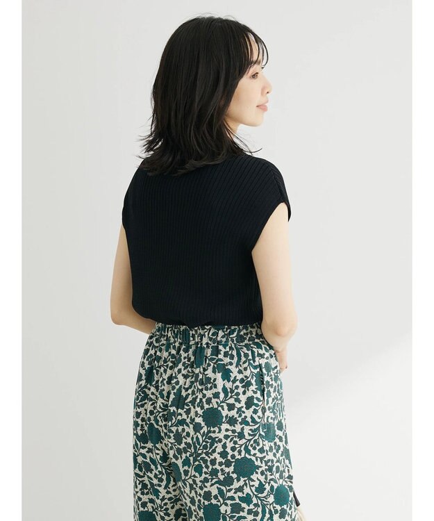 Green Parks ・Ｐｅｔｉｔ　Ｆｌｅｕｒ　フレンチスリーブリブニット Black