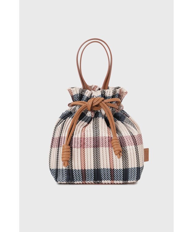DAKS 【軽量】ポリエステル ハウスチェック 2WAY巾着バッグ ブラウン