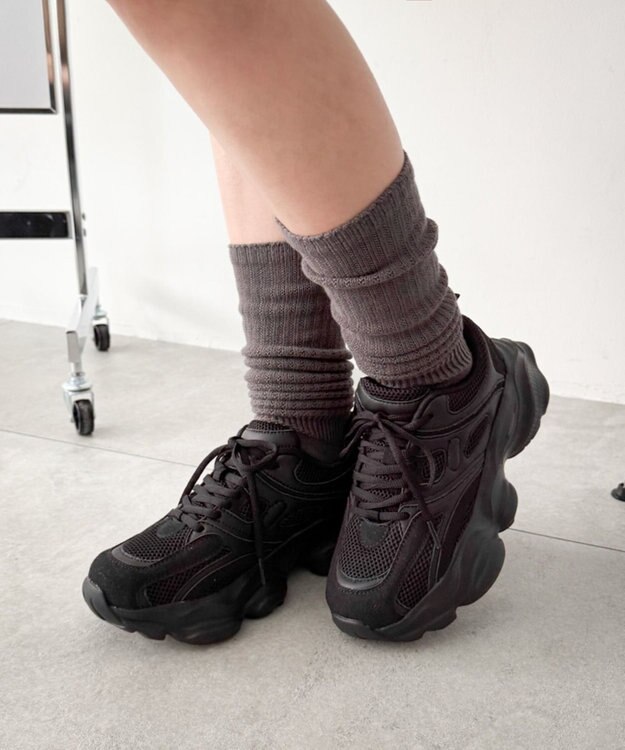 WEGO メッシュコンビ厚底スニーカー ブラック