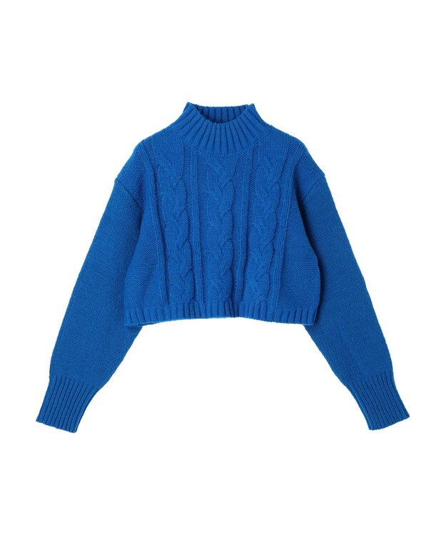 Green Parks ショート丈ケーブルニットプルオーバー Blue