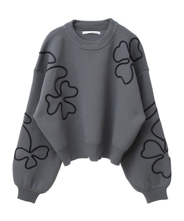 Green Parks ・ＥＬＥＮＣＡＲＥ　ＤＵＥ　コード刺繍花柄ニット Charcoal Gray