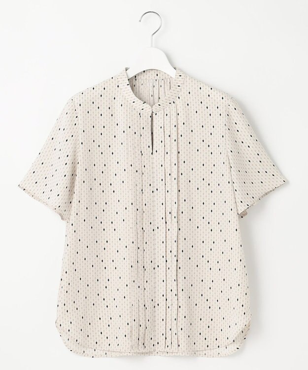 23区 【洗える】バックサテンアムンゼン レユールダイヤプリント ブラウス ベージュ系