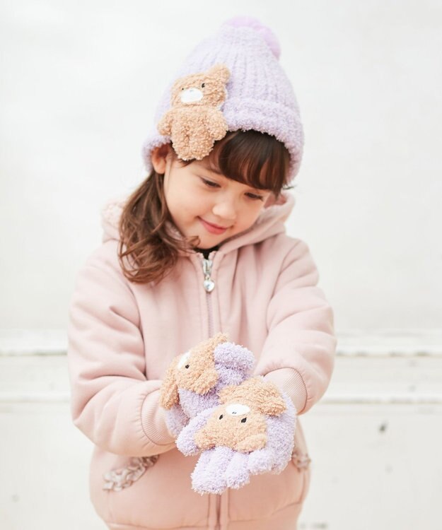 ANY KIDS 立体アニマル手袋 ラベンダー×クマ