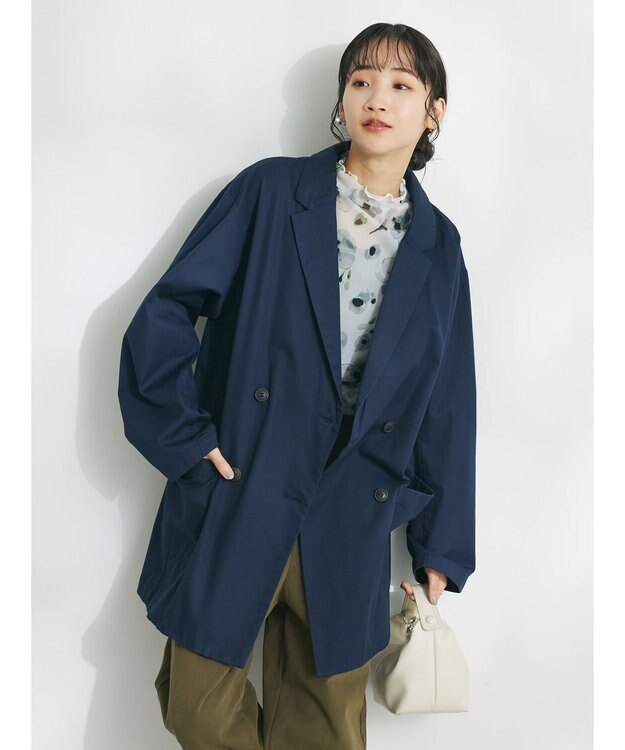 CRAFT STANDARD BOUTIQUE コットンギャバジンＷテーラードジャケット Navy