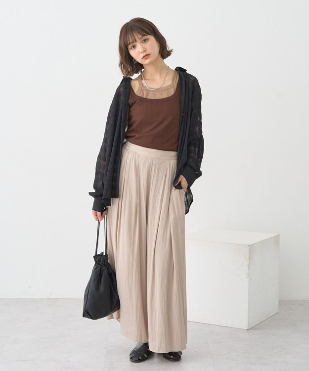 earth music&ecology マットサテンスカーチョ Beige