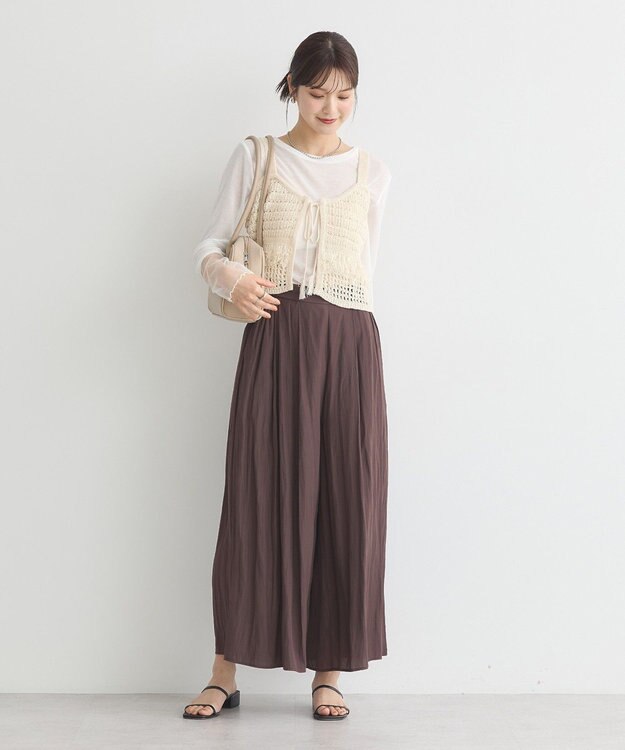 earth music&ecology マットサテンスカーチョ Brown