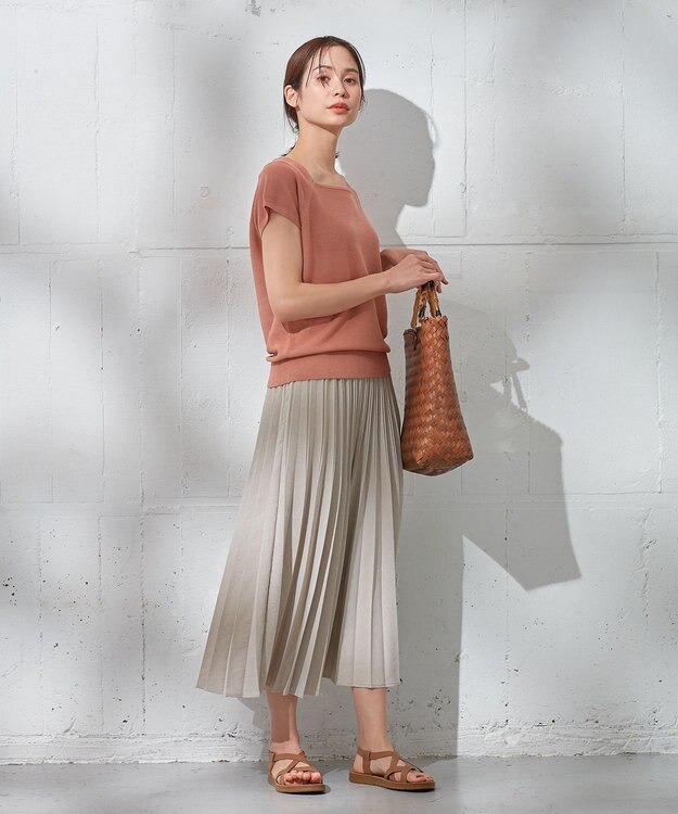 ANY 【洗濯機可能/アンチピリング/UVケア】アクリルガータースクエアニット オレンジ