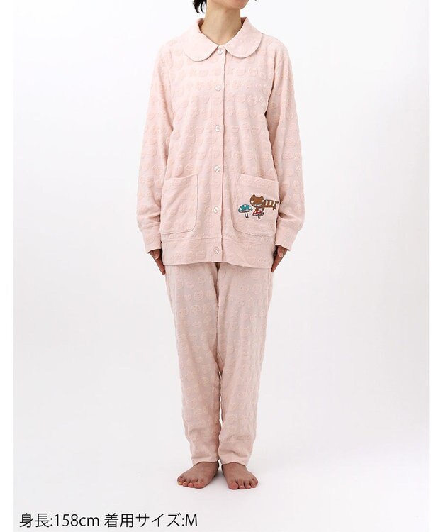 tsumori chisato SLEEP ツモリチサト パジャマ 長袖 長ズボン 綿混(本体) パイル素材 上下セット 前開き tsumori chisato SLEEP UDX556 /ワコール ピンク