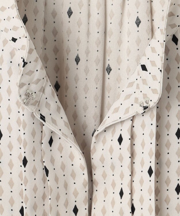 23区 S 【洗える】バックサテンアムンゼン レユールダイヤプリント ブラウス ベージュ系