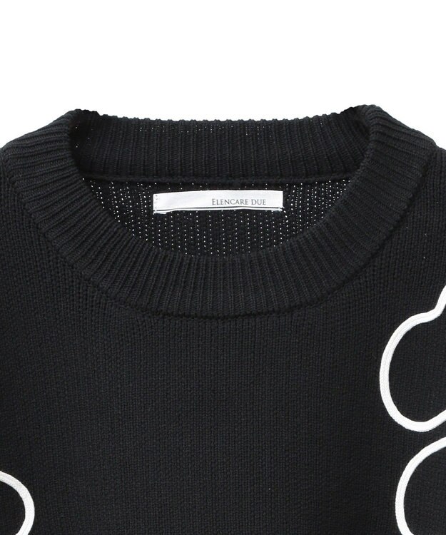 Green Parks ・ＥＬＥＮＣＡＲＥ　ＤＵＥ　コード刺繍花柄ニット Black