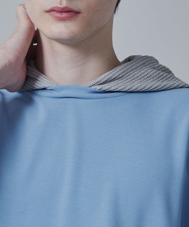 WEGO フェイクレイヤードフードT（S） ブルー