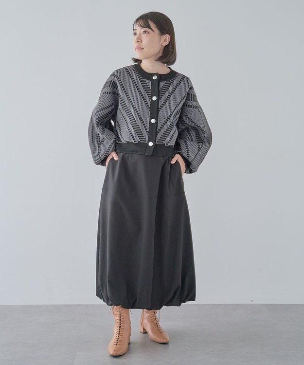 Green Parks ・ＥＬＥＮＣＡＲＥ　ＤＵＥ　ジャカードカーディガン Charcoal Gray