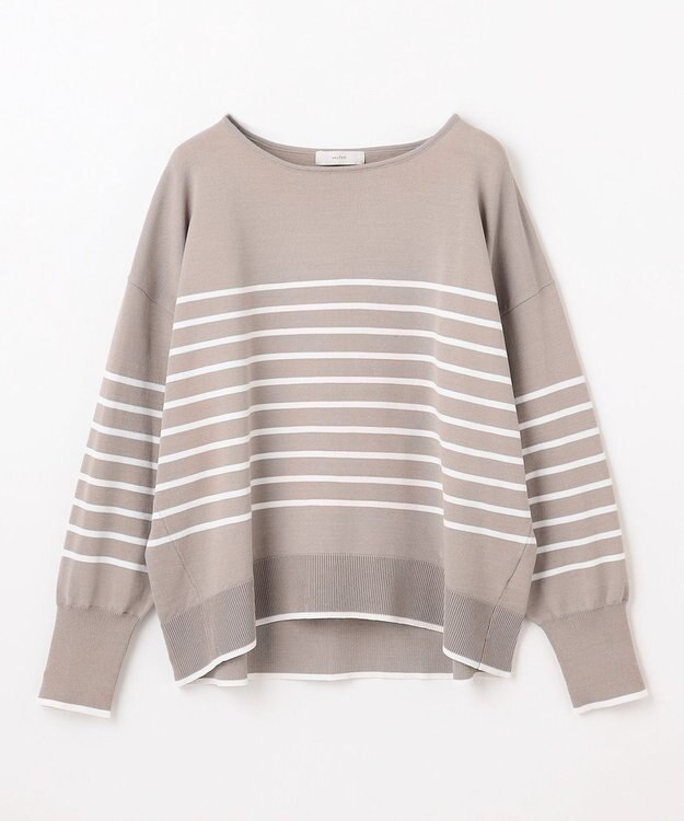 ANY バスクボーダーニットプルオーバー モカ×エクリュボーダー