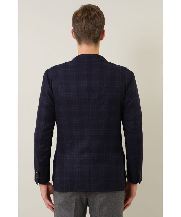 DAKS フランネルチェックジャケット ネイビー