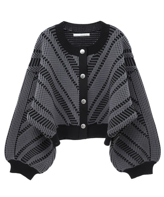 Green Parks ・ＥＬＥＮＣＡＲＥ　ＤＵＥ　ジャカードカーディガン Charcoal Gray