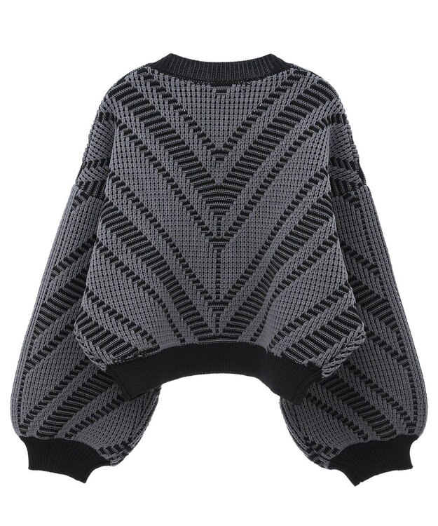 Green Parks ・ＥＬＥＮＣＡＲＥ　ＤＵＥ　ジャカードカーディガン Charcoal Gray