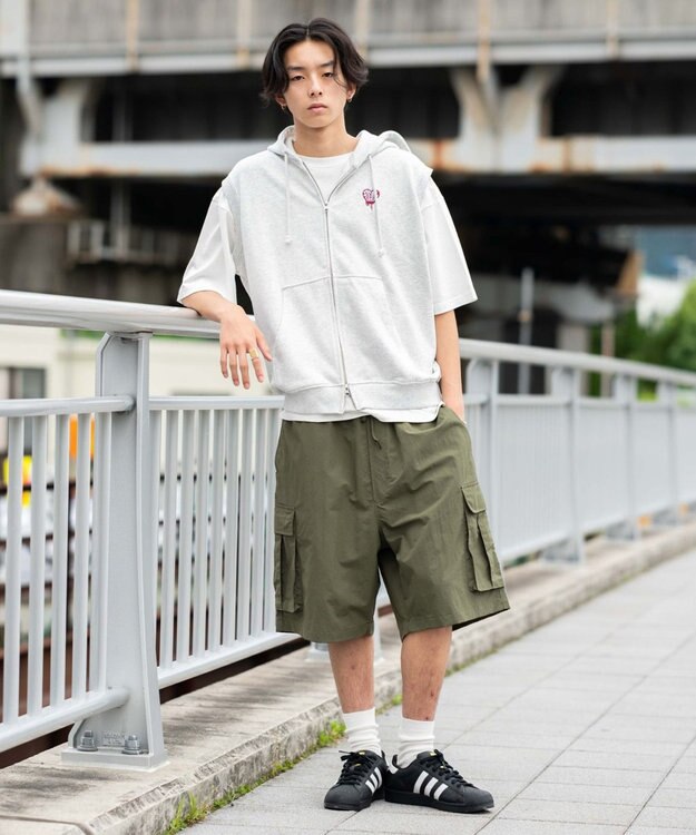 WEGO 【ユニセックス着用ITEM/MLサイズ展開】ワンポイントノースリジップパーカー アッシュグレー