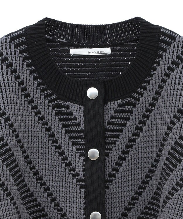 Green Parks ・ＥＬＥＮＣＡＲＥ　ＤＵＥ　ジャカードカーディガン Charcoal Gray