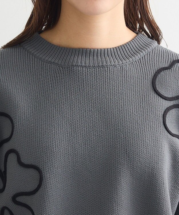 Green Parks ・ＥＬＥＮＣＡＲＥ　ＤＵＥ　コード刺繍花柄ニット Charcoal Gray