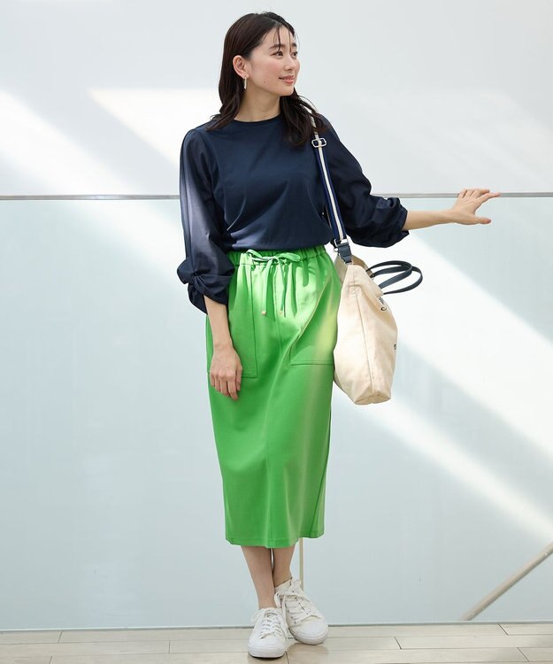 ANY L カットジョーゼットベイカースカート グリーン