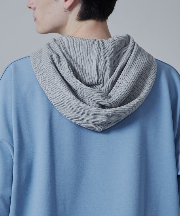 WEGO フェイクレイヤードフードT（S） ブルー