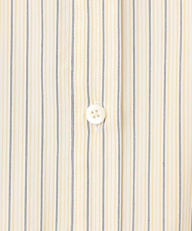 J.PRESS LADIES 【洗える】BEZ ドビーストライプ フリルネック ブラウス イエロー×グレーストライプ系