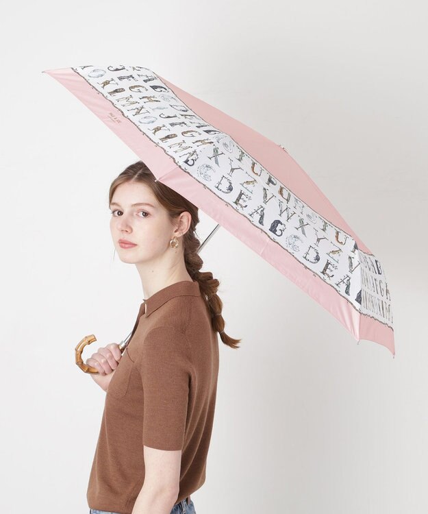 MOONBAT ポール & ジョー (PAUL & JOE ACCESSOIRES) ABC Garden アニマル 折りたたみ傘 竹手元 巾着型傘袋 ピーチ