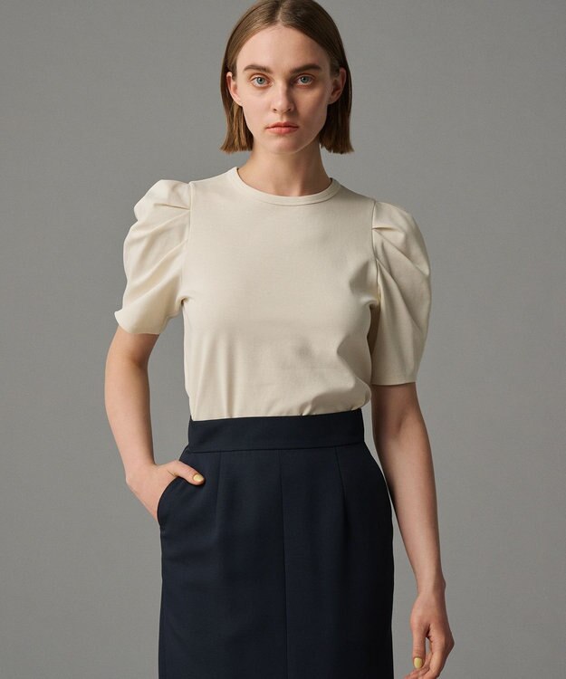 uncrave ダブルフェイスジャージー ボリュームスリーブカットソー エクリュ