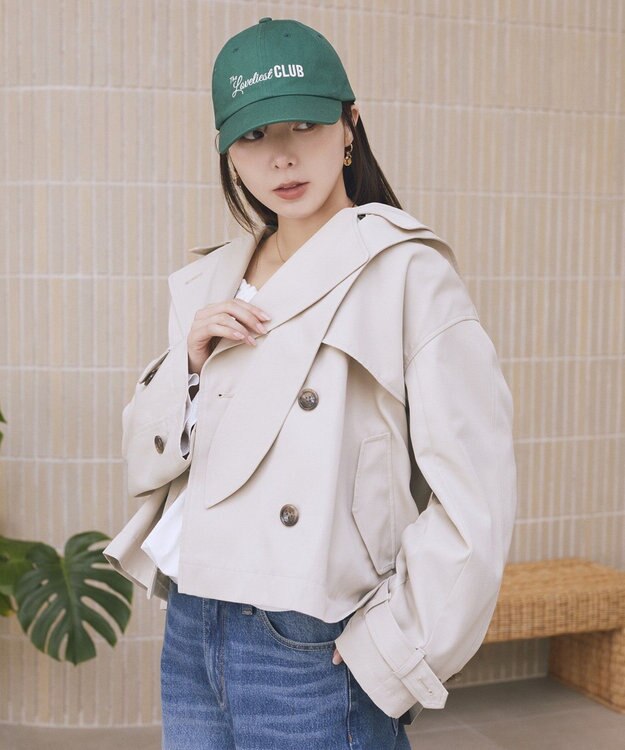 earth music&ecology 2WAYフードショートフレアトレンチ Beige