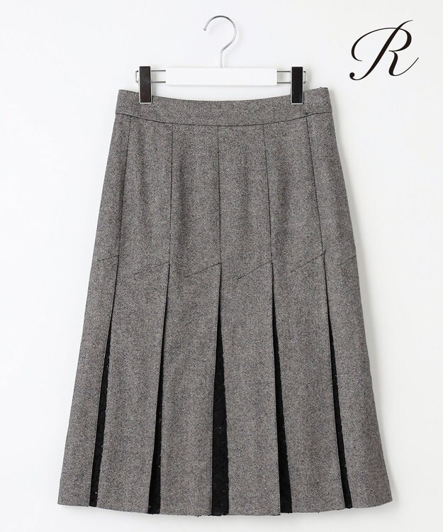23区 【R(アール)】マットツイード プリーツスカート ブラック系