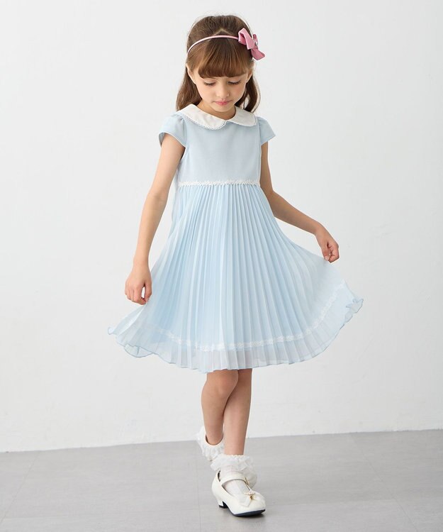 ANY KIDS 【2点セット】ジャケット＋シフォンプリーツワンピース サックスブルー