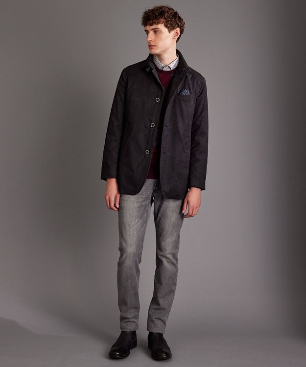 JOSEPH ABBOUD 【ストレッチ/ダウンライナー付JAPAN素材】 2WAYスウェードダウン ブルゾン ブラック系