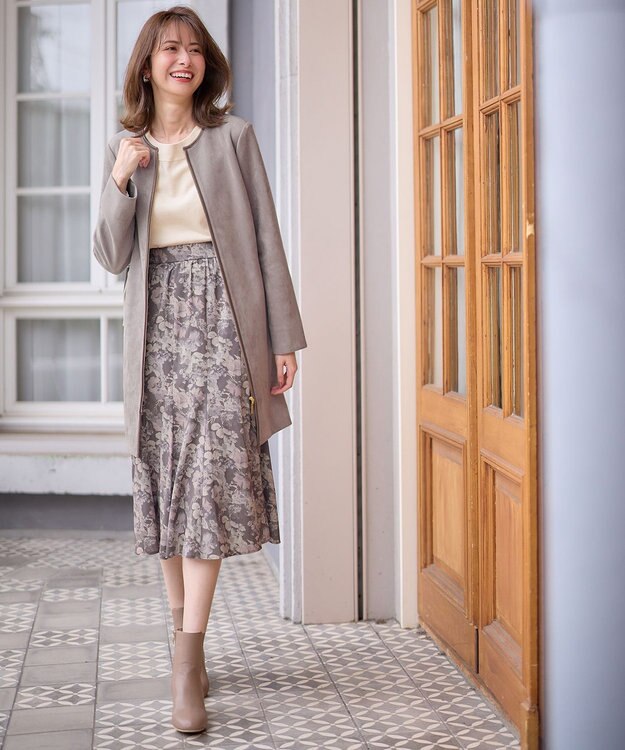 ANY SIS 【洗える】フルブルームフラワープリント スカート モカ系